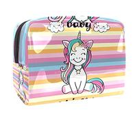 Trousse de maquillage mystérieuse silhouette licorne violette avec fermeture éclair pour femmes et filles, Multicolore 07, 18.5x7.5x13cm/7.3x3x5.1in, Trousse de beauté