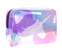 Trousse de maquillage mystérieuse silhouette licorne violette avec fermeture éclair pour femmes et filles, Multicolore 01., 18.5x7.5x13cm/7.3x3x5.1in, Trousse de beauté