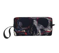 Trousse de maquillage noire avec imprimé tête de mort, trousse de maquillage de voyage simple, étanche, trousse de toilette pour femmes, mamans, filles, blanc, Taille unique, Trousse de toilette
