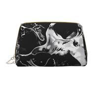 Trousse de maquillage noire et blanche avec motif tête de mort humaine pour femme - Portable - En cuir - Fermeture éclair - Trousse de maquillage de voyage, blanc, Taille unique, Trousse de maquillage