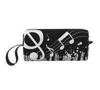 Trousse de maquillage noire et blanche imprimée note de musique simple voyage trousse de maquillage étanche trousse de toilette organisateur pour femmes, mamans et filles, blanc, Taille unique,