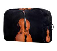 Trousse de maquillage noire pour violoncelle instruments de musique pour femme, trousse de toilette de voyage, grande pochette de maquillage pratique avec fermeture éclair, multicolore,