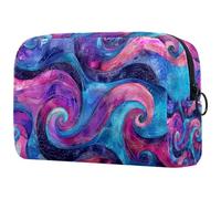Trousse de maquillage ondulée sans couture avec imprimé tourbillon - Grande trousse de maquillage pour femme - Trousse de maquillage, multicolore, 18.5x7.5x13cm/7.3x3x5.1in, Art Déco