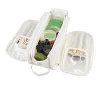 Trousse de maquillage organiseur pour femme, capacité, trousse de toilette de voyage en cuir synthétique imperméable, trousse de maquillage de voyage portable avec 3 compartiments séparés pour