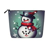 Trousse de maquillage - Papier peint noir doré imprimé faux chanvre organisateur de toilette de voyage, un paquet pour plusieurs utilisations, rangement quotidien, Bonhomme de neige Merry Christmas