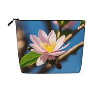 Trousse de maquillage - Papier peint noir doré imprimé faux chanvre organisateur de toilette de voyage, un paquet pour plusieurs utilisations, rangement quotidien, Fleur d'amandier rose, Taille unique