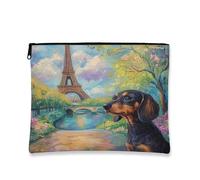 Trousse de maquillage Paris Tower pour chien, pochette de voyage parisienne colorée pour femme, organiseur portable en toile avec fermeture éclair, trousse de toilette pour soins de la peau