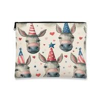 Trousse de maquillage patriotique - Motif âne - Vintage - En toile - Organiseur de voyage pour femme - Fermeture éclair - Cadeau idéal pour les soins de la peau et les articles de toilette