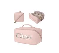 Trousse de maquillage personnalisée avec monogramme | Sac de maquillage personnalisé | Cadeau personnalisé pour demoiselle d'honneur, trousse de maquillage de voyage, rose, embroidery name