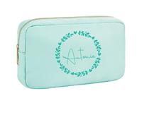 Trousse de maquillage personnalisée avec nom personnalisé, cadeau de Noël/Nouvel An/anniversaire, sac à cosmétiques imperméable en nylon durable, pochette pour articles de toilette, couleur