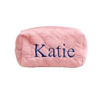 Trousse de maquillage personnalisée brodée en forme de cœur Convient comme cadeau de demoiselle d'honneur ou de fête des mères., rose, Moderne