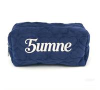 Trousse de maquillage personnalisée en velours brodé, sac de toilette de voyage brodé, cadeau de demoiselle d'honneur, sac de rangement en velours brodé pour dames, bleu marine, Moderne