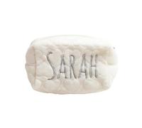 Trousse de maquillage personnalisée en velours brodé, sac de toilette de voyage brodé, cadeau de demoiselle d'honneur, sac de rangement en velours brodé pour dames, blanc, Moderne