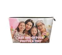 Trousse de Maquillage personnalisée,Imprimer Double Face,pour Ajouter Vos Photos/Texte.Cadeaux personnels pour Les Amoureux, Les Amis, Les sœurs, Les Anniversaires et Noël.