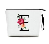Trousse de maquillage personnalisée pour femme, cadeau de A-Z pour anniversaire, Noël, meilleure amie, elle, femme, maman, cadeau pour mariée, demoiselle d'honneur, trousse de maquillage, E
