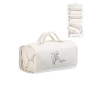Trousse de Maquillage Personnalisée pour Femme Trousse de Toilette avec Fleurs de Naissance Prénom Cadeaux pour Femmes et Filles (Blanc)