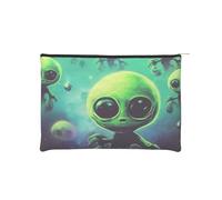 Trousse de maquillage, petite trousse de maquillage, trousse de toilette, réutilisable, imperméable, portable, trousse de maquillage avec fermeture éclair - Feuilles de palmier vertes roses, Aliens