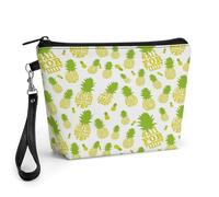 Trousse de maquillage Pine Pine pour femme, petite trousse cosmétique en similicuir PU avec fermeture éclair et dragonne, pochette de toilette de voyage résistante à l'eau, joli organiseur de sac à ma