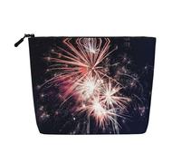 Trousse de maquillage - Plage et mer Imprimé Faux Chanvre Organisateur de toilette de voyage, un paquet pour de multiples utilisations, rangement quotidien, Feu d'artifice d'explosion, Taille unique