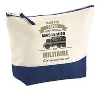 Trousse de maquillage - PLANETEE - Papa Militaire - Fond bleu - Grand format - Impression HD
