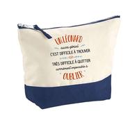 Trousse de maquillage - PLANETEE - Pochette fond bleu «Maître-Chien aussi génial» - Grand format - Coton - Impression HD