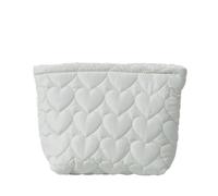Trousse De Maquillage Pochette de Maquillage matelassée en Forme cœur - Trousse à cosmétiques for Produits Toilette, pinceaux, Rouges lèvres pour Voyager(White-1pc)