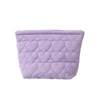 Trousse De Maquillage Pochette de Maquillage matelassée en Forme cœur - Trousse à cosmétiques for Produits Toilette, pinceaux, Rouges lèvres pour Voyager(Purple-1pc)