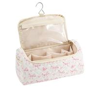 Trousse De Maquillage, Pochette De Rangement Portable De Grande Capacité, Organisateur D'outils pour Cheveux en Coton Mignon, Sac De Voyage avec Crochets pour Brosse, Lisseur, Cosmétiques, Bi
