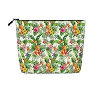 Trousse de Maquillage/Pochette de Voyage en Chanvre synthétique à Motif Floral Ananas et Palmier Vert Tropical, écologique et résistante avec Fermeture éclair, 24 x 17 cm