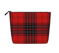 Trousse de maquillage polyvalente à carreaux rouges et noirs, idéale pour les routines quotidiennes et les voyages d'affaires, Noir , Taille unique, Trousse de toilette