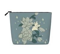 Trousse de maquillage polyvalente Bauhinia blanche en faux chanvre - Organiseur de toilette de voyage, parfait pour un usage quotidien, les voyages d'affaires et plus encore., Noir , Taille unique