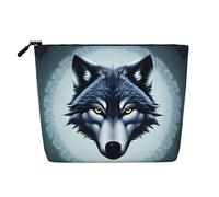Trousse de maquillage polyvalente en faux chanvre avec tête de loup féroce, parfaite pour un usage quotidien, les voyages d'affaires et plus encore., Noir , Taille unique
