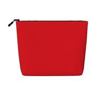 Trousse de maquillage polyvalente en faux chanvre de couleur unie rouge - Organiseur de toilette de voyage, parfaite pour un usage quotidien, les voyages d'affaires et plus encore., Noir , Taille