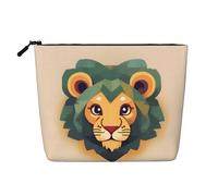 Trousse de maquillage polyvalente en faux chanvre de dessin animé Lion - Organiseur de toilette de voyage, parfait pour un usage quotidien, les voyages d'affaires et plus encore., Noir , Taille unique