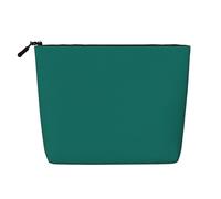 Trousse de maquillage polyvalente en faux chanvre vert foncé solide - Organiseur de toilette de voyage, parfait pour un usage quotidien, les voyages d'affaires et plus encore., Noir , Taille unique