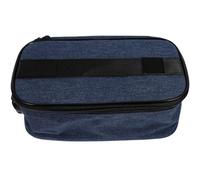 Trousse de Maquillage Portable à Compartiments Multiples, Oxford Cloth | Bleu, Fermeture Zippée Code, Protection de Confidentialité, Rangement Organisé pour Voyage, Maison