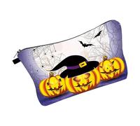 Trousse de maquillage portable à fermeture éclair, sacs de voyage cosmétiques pour femmes, Trousse de toilette imperméable pour Halloween avec motif imprimé, Pochette d'organisation cosmétique pour co