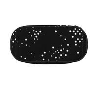 Trousse de maquillage portable à motif à pois noirs - Grande capacité - Pour étudiants, adolescents et adultes, Noir , Taille unique, Organiseur de sac