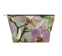 Trousse de maquillage portable avec dragons de glace et de feu - Grande capacité - Poche zippée - Étanche - Pour homme et femme, Fleur d'orchidée colorée, Taille unique, Organiseur de sac