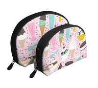 Trousse de maquillage portable avec fermeture éclair et compartiments intérieurs Motif fleurs Noir et blanc, Sweet Ice Cream, Taille unique