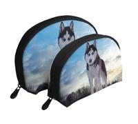 Trousse de maquillage portable avec fermeture éclair et compartiments intérieurs Motif mouton Noir/blanc, Chiens, Taille unique