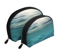 Trousse de maquillage portable avec fermeture éclair et compartiments intérieurs Motif plantes tropicales, Fond de mer, Taille unique