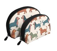 Trousse de maquillage portable avec fermeture éclair et compartiments intérieurs Motif teckel mignon, Chiens Teckel mignons, Taille unique