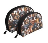 Trousse de maquillage portable avec fermeture éclair et compartiments intérieurs Motif vache Noir et blanc, Chiens, Taille unique