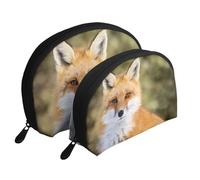 Trousse de maquillage portable avec fermeture éclair et compartiments intérieurs Motif vache Noir et blanc, renard, Taille unique