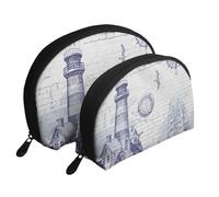 Trousse de maquillage portable avec fermeture éclair et compartiments intérieurs pour appareil photo à l'aspect de mouton, Boussole bateau à voile, Taille unique