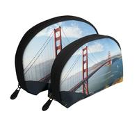 Trousse de maquillage portable avec fermeture éclair et compartiments intérieurs Violet, Pont Golden Gate de San Francisco, Taille unique