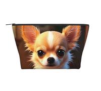 Trousse de maquillage portable avec flûte - Grande capacité - Fermeture éclair - Étanche - Pour homme et femme, Chihuahua mignon, Taille unique, Organiseur de sac