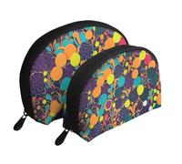 Trousse de maquillage portable avec fonctions cérébrales gauche et droite (2 pièces), trousse de toilette de voyage à fermeture éclair pour cosmétiques, Motif décoratif coloré, Taille unique