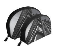 Trousse de maquillage portable avec illustration de cactus mignon sans couture - Organiseur de maquillage de voyage avec fermeture éclair et compartiments intérieurs, Toit architecture, Taille unique